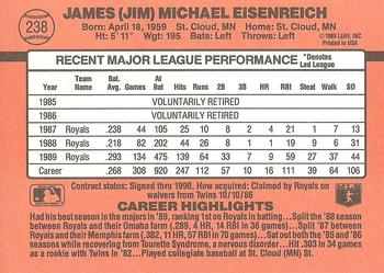 1990 Donruss #238 Jim Eisenreich Back