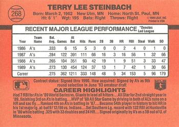 1990 Donruss #268 Terry Steinbach Back