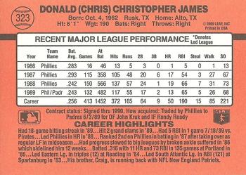 1990 Donruss #323 Chris James Back