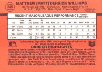 1990 Donruss #348 Matt Williams Back