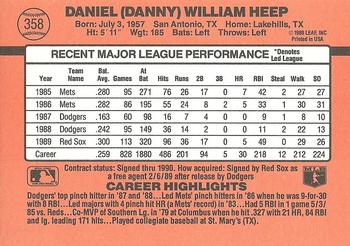 1990 Donruss #358 Danny Heep Back