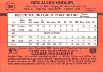 1990 Donruss #366 Rex Hudler Back