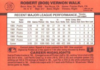 1990 Donruss #370 Bob Walk Back