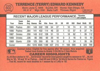 1990 Donruss #602 Terry Kennedy Back