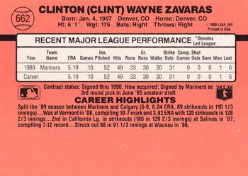 1990 Donruss #662 Clint Zavaras Back