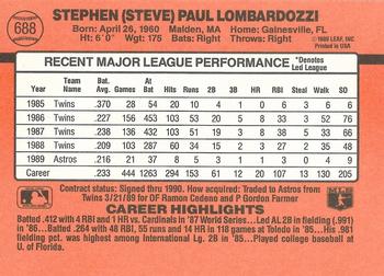 1990 Donruss #688 Steve Lombardozzi Back