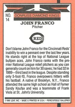 1990 Donruss #14 John Franco Back