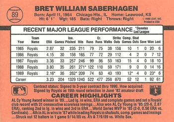 1990 Donruss #89 Bret Saberhagen Back