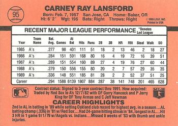 1990 Donruss #95 Carney Lansford Back