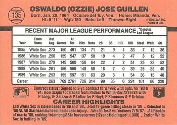 1990 Donruss #135 Ozzie Guillen Back