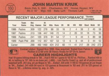 1990 Donruss #160 John Kruk Back