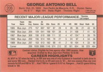 1990 Donruss #206 George Bell Back