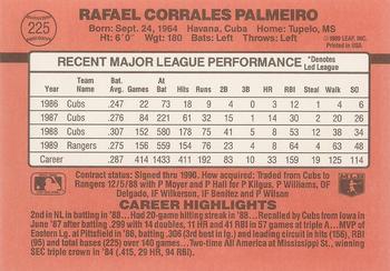 1990 Donruss #225 Rafael Palmeiro Back