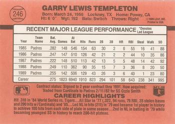 1990 Donruss #246 Garry Templeton Back