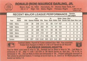 1990 Donruss #289 Ron Darling Back