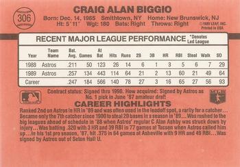 1990 Donruss #306 Craig Biggio Back