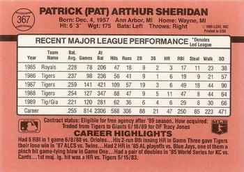1990 Donruss #367 Pat Sheridan Back
