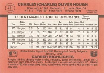 1990 Donruss #411 Charlie Hough Back