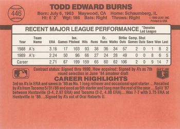 1990 Donruss #446 Todd Burns Back