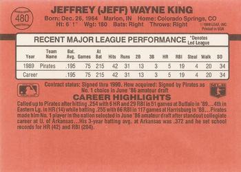 1990 Donruss #480 Jeff King Back