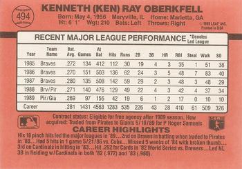1990 Donruss #494 Ken Oberkfell Back
