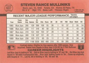 1990 Donruss #607 Rance Mulliniks Back