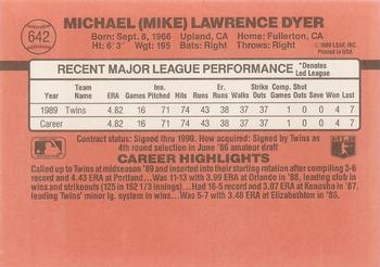 1990 Donruss #642 Mike Dyer Back