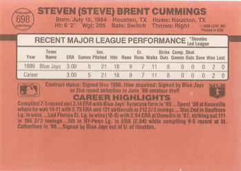 1990 Donruss #698 Steve Cummings Back