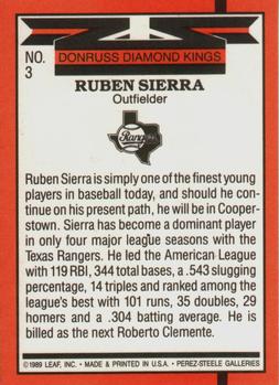 1990 Donruss #3 Ruben Sierra Back