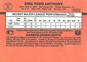 1990 Donruss #34 Eric Anthony Back