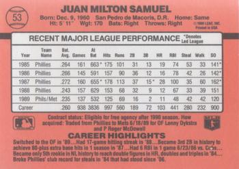 1990 Donruss #53 Juan Samuel Back