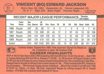 1990 Donruss #61 Bo Jackson Back