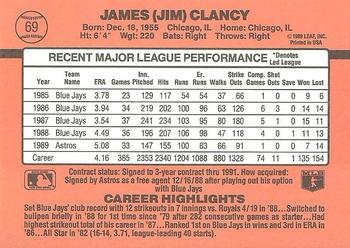 1990 Donruss #69 Jim Clancy Back