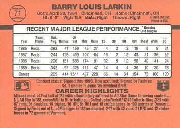 1990 Donruss #71 Barry Larkin Back