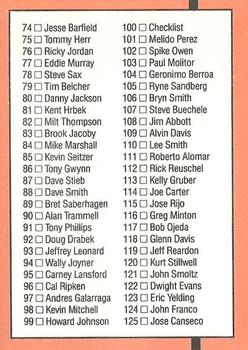 1990 Donruss #100 Checklist 28-125 Back