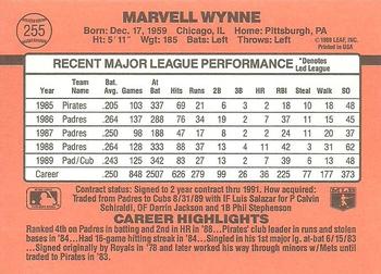 1990 Donruss #255 Marvell Wynne Back