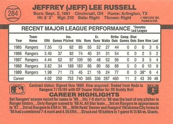 1990 Donruss #284 Jeff Russell Back