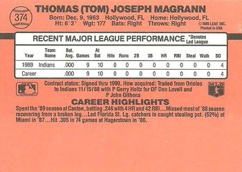 1990 Donruss #374 Tom Magrann Back