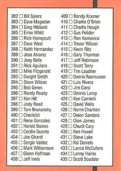 1990 Donruss #400 Checklist 334-435 Back