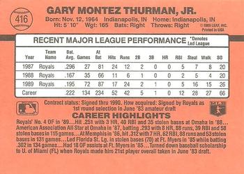 1990 Donruss #416 Gary Thurman Back