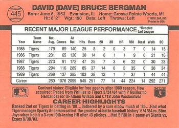 1990 Donruss #445 Dave Bergman Back