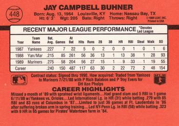 1990 Donruss #448 Jay Buhner Back