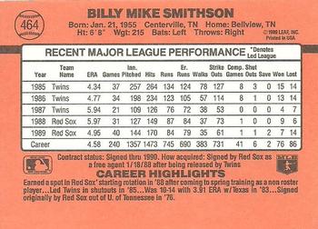 1990 Donruss #464 Mike Smithson Back