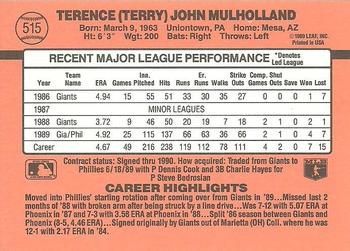 1990 Donruss #515 Terry Mulholland Back