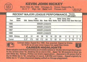 1990 Donruss #583 Kevin Hickey Back