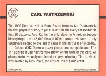 1990 Donruss #588 Carl Yastrzemski Back