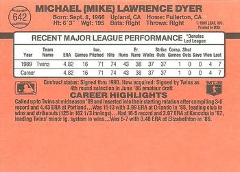 1990 Donruss #642 Mike Dyer Back