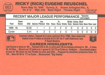 1990 Donruss #663 Rick Reuschel Back