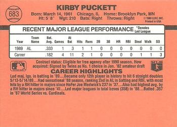 1990 Donruss #683 Kirby Puckett Back