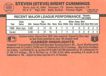 1990 Donruss #698 Steve Cummings Back